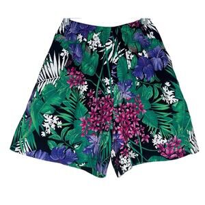 Vintage 90s Culotte Mom Shorts Womens Medium Loud Print Tropical Funky Jungle